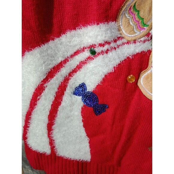 Ugly Christmas Sweater Gingerbread Man by 33 degrees Size Large Sequins Gems - Picture 8 of 9